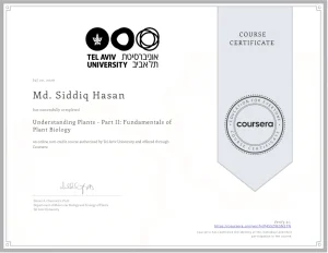Understanding Plants Part II Fundamentals of Plant Biology a course of Coursera done by Md. Siddiq Hasan